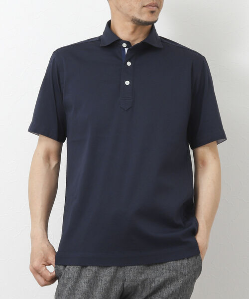 NOLLEY'S goodman（ノーリーズグッドマン）の「《ビジカジ対応》スーピマコットン ニットテープポロシャツ（ポロシャツ・メンズ・ホワイト/チャコールグレー/ネイビー/ライトパープル/グレイッシュベージュ・S/M/L/XL）」の4枚目の写真