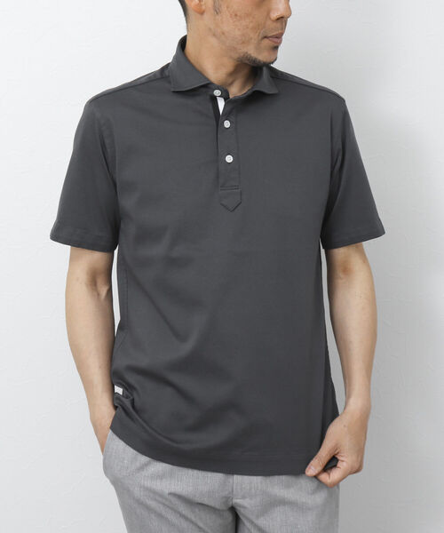 NOLLEY'S goodman（ノーリーズグッドマン）の「《ビジカジ対応》スーピマコットン ニットテープポロシャツ（ポロシャツ・メンズ・ホワイト/チャコールグレー/ネイビー/ライトパープル/グレイッシュベージュ・S/M/L/XL）」の2枚目の写真