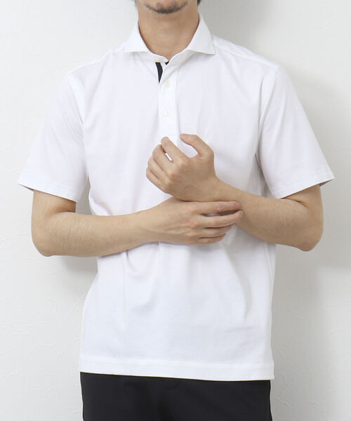 NOLLEY'S goodman（ノーリーズグッドマン）の「《ビジカジ対応》スーピマコットン ニットテープポロシャツ（ポロシャツ・メンズ・ホワイト/チャコールグレー/ネイビー/ライトパープル/グレイッシュベージュ・S/M/L/XL）」の21枚目の写真