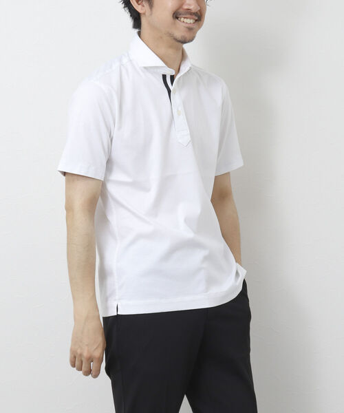 NOLLEY'S goodman（ノーリーズグッドマン）の「《ビジカジ対応》スーピマコットン ニットテープポロシャツ（ポロシャツ・メンズ・ホワイト/チャコールグレー/ネイビー/ライトパープル/グレイッシュベージュ・S/M/L/XL）」の6枚目の写真