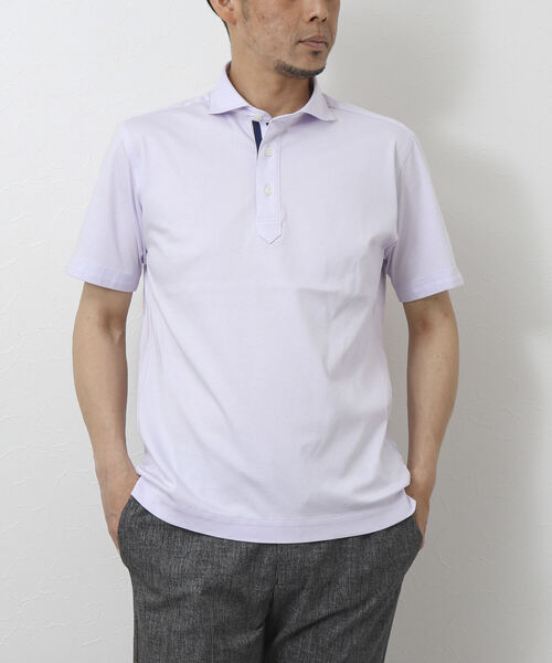 NOLLEY'S goodman（ノーリーズグッドマン）の「《ビジカジ対応》スーピマコットン ニットテープポロシャツ（ポロシャツ・メンズ・ホワイト/チャコールグレー/ネイビー/ライトパープル/グレイッシュベージュ・S/M/L/XL）」の16枚目の写真