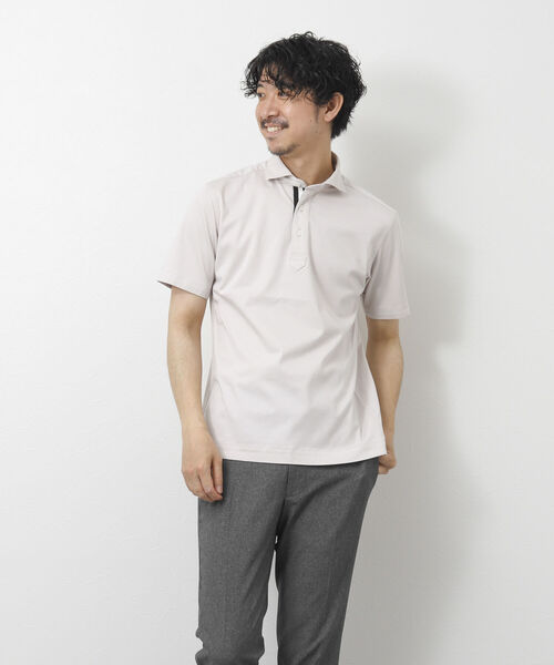NOLLEY'S goodman（ノーリーズグッドマン）の「《ビジカジ対応》スーピマコットン ニットテープポロシャツ（ポロシャツ・メンズ・ホワイト/チャコールグレー/ネイビー/ライトパープル/グレイッシュベージュ・S/M/L/XL）」の11枚目の写真