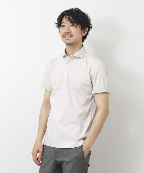 NOLLEY'S goodman（ノーリーズグッドマン）の「《ビジカジ対応》スーピマコットン ニットテープポロシャツ（ポロシャツ・メンズ・ホワイト/チャコールグレー/ネイビー/ライトパープル/グレイッシュベージュ・S/M/L/XL）」の12枚目の写真