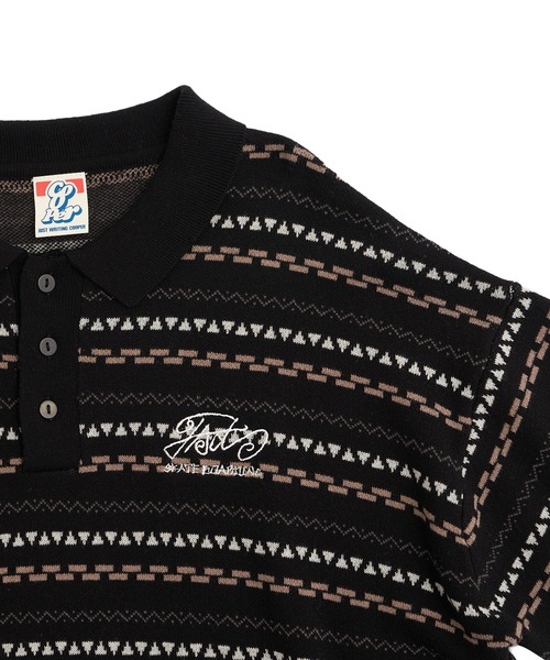 WHO'S WHO gallery（フーズフーギャラリー）の「COOPER FACTジャガード柄ニットポロ（ポロシャツ・レディース・ブラック/ベージュ/ネイビー・FREE）」の6枚目の写真