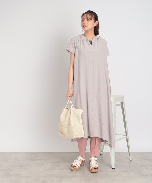 SHOO・LA・RUE（シューラルー）の「◆【接触冷感/イージーケア】前開きロングシャツ（シャツ/ブラウス・レディース・マスタード/カーキ/ブラック/ホワイト系/ライトベージュ/ブルー・00）」の7枚目の写真