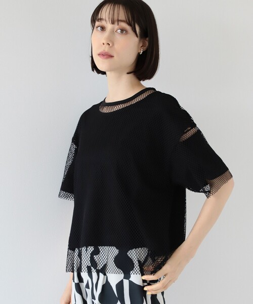 Ray BEAMS（レイビームス）の「Ray BEAMS / メッシュ リバーシブル Tシャツ（Tシャツ/カットソー・レディース・ブラック/レッド/ベージュ・ONE SIZE）」の7枚目の写真