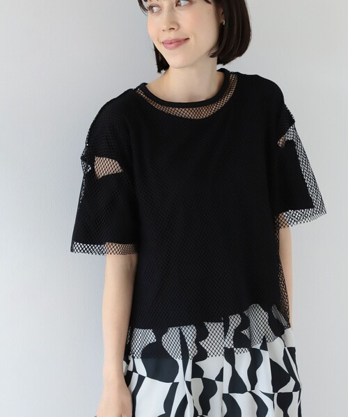 Ray BEAMS（レイビームス）の「Ray BEAMS / メッシュ リバーシブル Tシャツ（Tシャツ/カットソー・レディース・ブラック/レッド/ベージュ・ONE SIZE）」の8枚目の写真