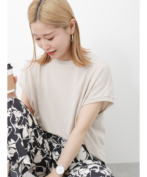 Samansa Mos2 blue（サマンサモスモスブルー）の「【アンチピリング】フレンチスリーブTシャツ（Tシャツ/カットソー・レディース・ブラック/ベージュ/ブルー/イエロー/オフホワイト・F）」の4枚目の写真