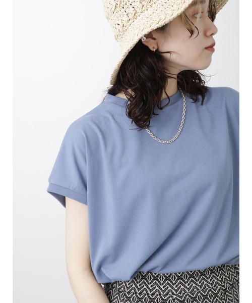 Samansa Mos2 blue（サマンサモスモスブルー）の「【アンチピリング】フレンチスリーブTシャツ（Tシャツ/カットソー・レディース・ブラック/ベージュ/ブルー/イエロー/オフホワイト・F）」の5枚目の写真