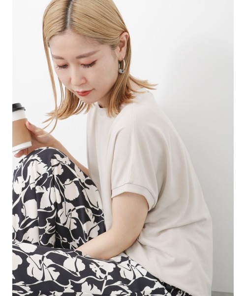 Samansa Mos2 blue（サマンサモスモスブルー）の「【アンチピリング】フレンチスリーブTシャツ（Tシャツ/カットソー・レディース・ブラック/ベージュ/ブルー/イエロー/オフホワイト・F）」の10枚目の写真