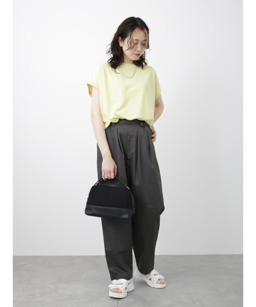 Samansa Mos2 blue（サマンサモスモスブルー）の「【アンチピリング】フレンチスリーブTシャツ（Tシャツ/カットソー・レディース・ブラック/ベージュ/ブルー/イエロー/オフホワイト・F）」の12枚目の写真