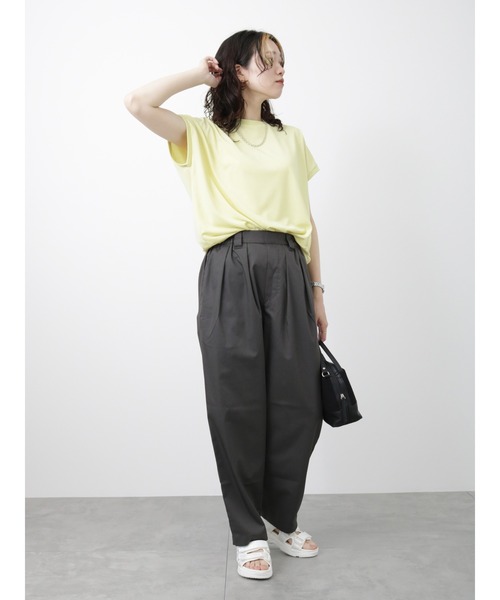 Samansa Mos2 blue（サマンサモスモスブルー）の「【アンチピリング】フレンチスリーブTシャツ（Tシャツ/カットソー・レディース・ブラック/ベージュ/ブルー/イエロー/オフホワイト・F）」の13枚目の写真