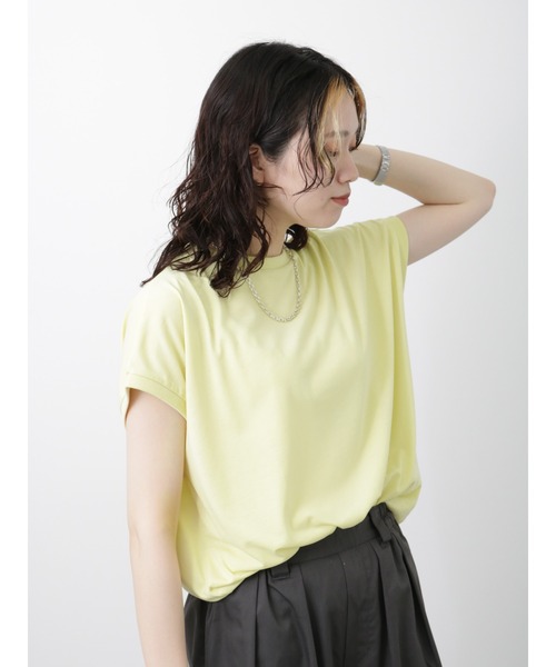 Samansa Mos2 blue（サマンサモスモスブルー）の「【アンチピリング】フレンチスリーブTシャツ（Tシャツ/カットソー・レディース・ブラック/ベージュ/ブルー/イエロー/オフホワイト・F）」の14枚目の写真