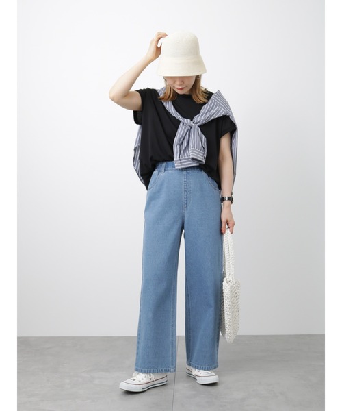 Samansa Mos2 blue（サマンサモスモスブルー）の「【アンチピリング】フレンチスリーブTシャツ（Tシャツ/カットソー・レディース・ブラック/ベージュ/ブルー/イエロー/オフホワイト・F）」の18枚目の写真