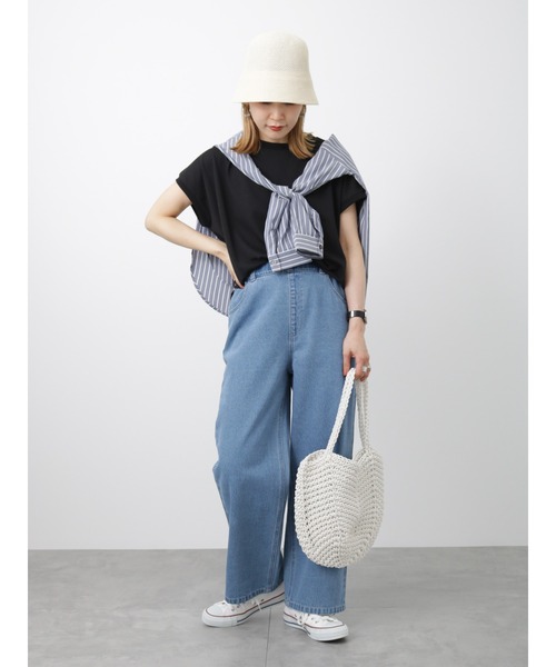 Samansa Mos2 blue（サマンサモスモスブルー）の「【アンチピリング】フレンチスリーブTシャツ（Tシャツ/カットソー・レディース・ブラック/ベージュ/ブルー/イエロー/オフホワイト・F）」の19枚目の写真