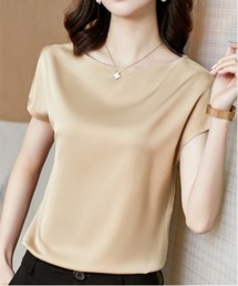 BLANC FICELLE | シルクタッチ　フレンチ　Tシャツ(Tシャツ/カットソー)