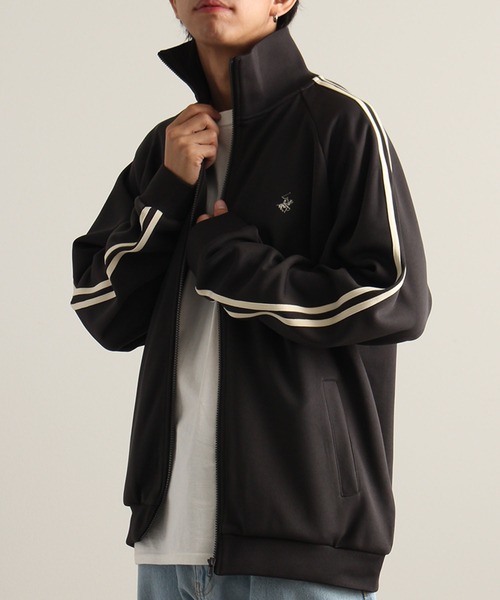 BEVERLY HILLS POLO CLUB（ビバリーヒルズポロクラブ）の「【Beverly Hills Polo Club/ビバリーヒルズポロクラブ】ワンポイントロゴ刺繍 ダンボール サイドライン トラックジャケット（ジャージ・メンズ・スミクロ/ブルー/アイボリー/オレンジ/ネイビー/グレー・M/LL/L）」の18枚目の写真