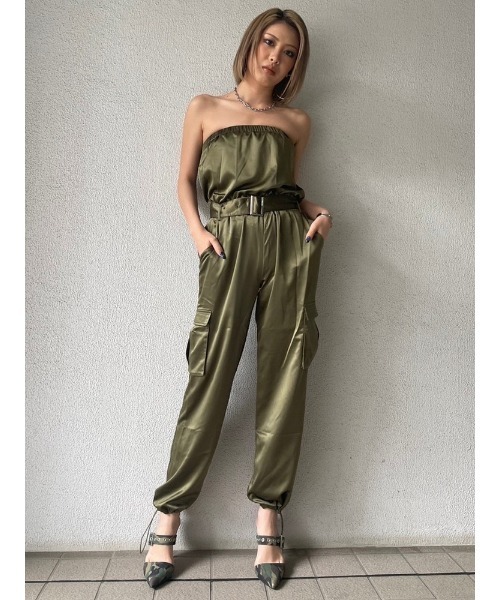 EGOIST（エゴイスト）の「ベルト付サテンベアオールインワン（つなぎ/オールインワン・レディース・ブラック/カーキ・S/M）」の11枚目の写真