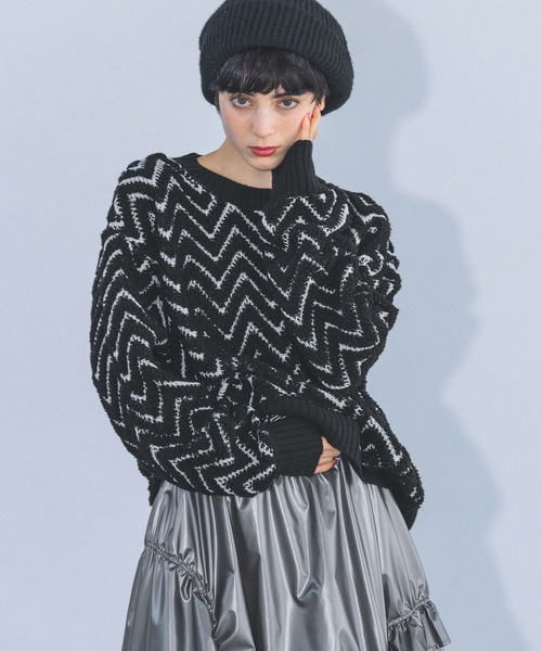 PAGEBOY（ページボーイ）の「ニットベレー（ハンチング/ベレー帽・レディース・ブラック/チャコールグレー/オフホワイト・FREE）」の20枚目の写真