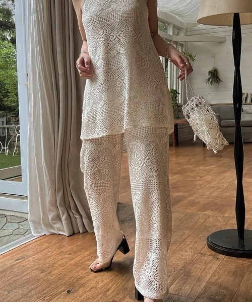 WILLFULLY(ウィルフリー)の「piping mesh lace PT(その他パンツ・レディース・アイボリー/ダークブラウン・FREE)」の12枚目の写真