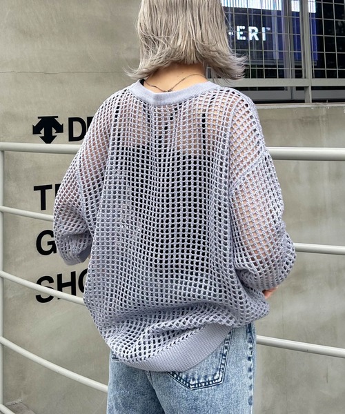 INGNI（イング）の「ロング丈7分袖メッシュニット（ニット