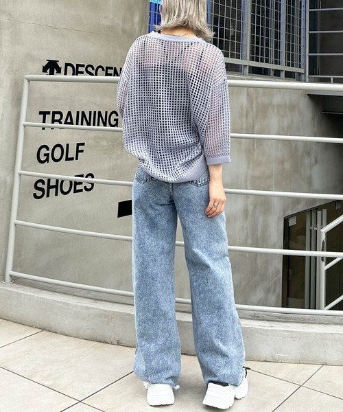INGNI（イング）の「ロング丈7分袖メッシュニット（ニット