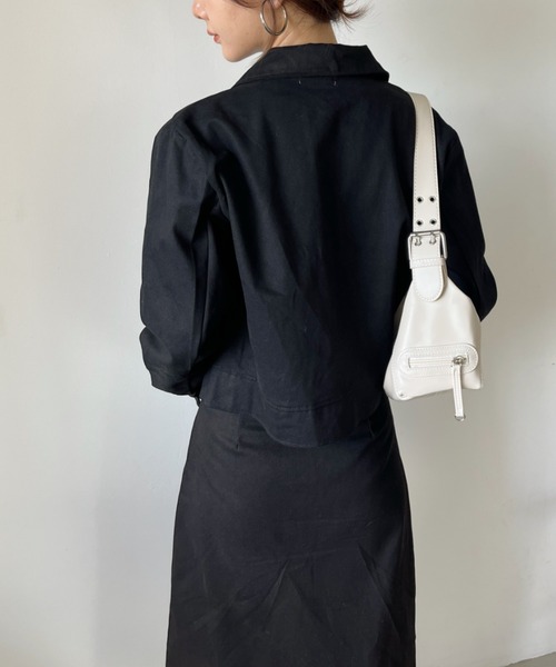 CLEA(クレア)の「【2点SET】ショート丈CPOジャケット+ロングスカート セットアップ(セットアップ・レディース・ベージュ/ブラック・M/L)」の5枚目の写真