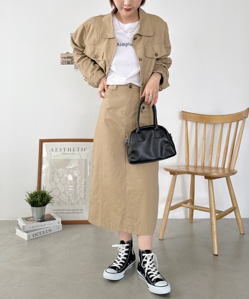 CLEA(クレア)の「【2点SET】ショート丈CPOジャケット+ロングスカート セットアップ(セットアップ・レディース・ベージュ/ブラック・M/L)」の20枚目の写真