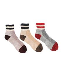 【お得な3足セット】クォーターハードパイルラインソックス