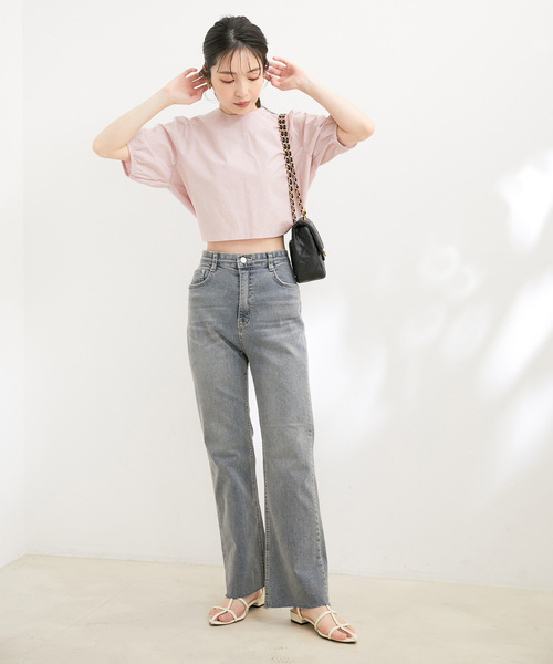 VIS（ビス）の「【WEB限定】【洗える】後ろリボンクルーネック短丈ブラウス（シャツ/ブラウス・レディース・ラベンダー/ホワイト系その他/ブラック・FREE）」の6枚目の写真