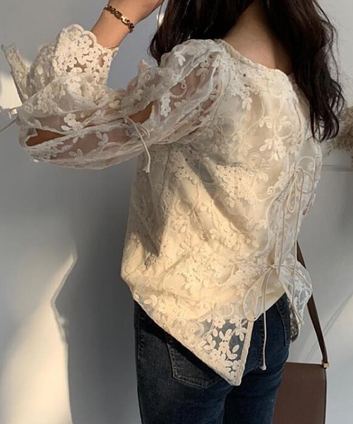 gossip!ロサンゼルス(ゴシップロサンゼルス)の「YUGA バックリボン レトロ風ブラウス(シャツ/ブラウス・レディース・ベージュ・M/L)」の1枚目の写真