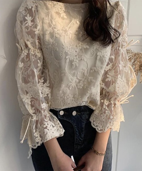 gossip!ロサンゼルス(ゴシップロサンゼルス)の「YUGA バックリボン レトロ風ブラウス(シャツ/ブラウス・レディース・ベージュ・M/L)」の5枚目の写真