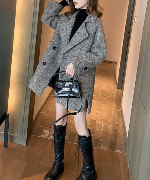 apuntob アプントビー グレー ヘリンボーン テーラードジャケット