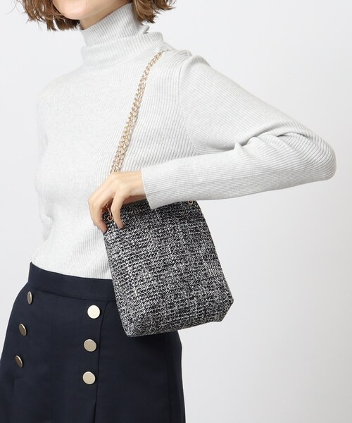 grove（グローブ）の「◆ツイードチェーンミニショルダー（ショルダーバッグ・レディース・ブラック/ブラック系3/アイボリー・00）」の3枚目の写真