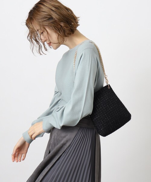 grove（グローブ）の「◆ツイードチェーンミニショルダー（ショルダーバッグ・レディース・ブラック/ブラック系3/アイボリー・00）」の10枚目の写真