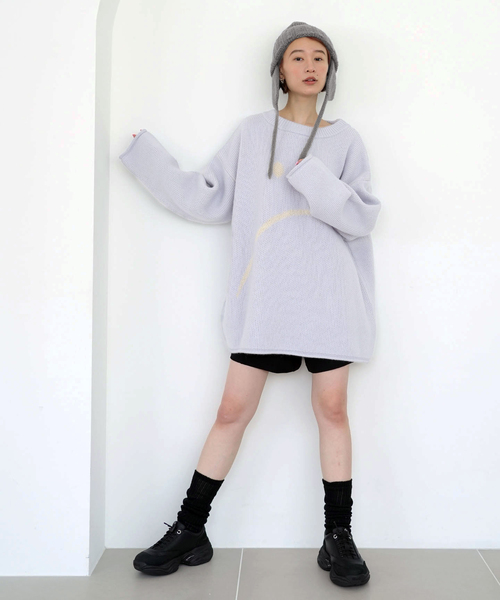 SLOBE citron.（スローブシトロン）の「SLOBE citron. Flight Knit CAP（ニットキャップ/ビーニー・レディース・ベージュ/グレー・FREE）」の5枚目の写真