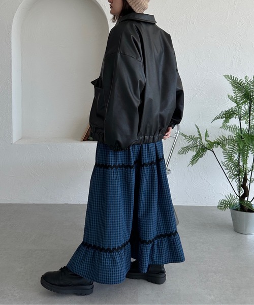 kutir（クティール）の「フェイクレザーブルゾン（ブルゾン・レディース・ブラック/ブラウン・FREE）」の6枚目の写真