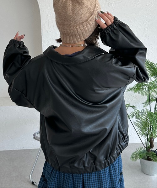 kutir（クティール）の「フェイクレザーブルゾン（ブルゾン・レディース・ブラック/ブラウン・FREE）」の4枚目の写真