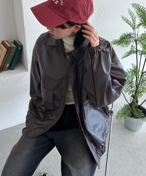 kutir（クティール）の「フェイクレザーブルゾン（ブルゾン・レディース・ブラック/ブラウン・FREE）」の8枚目の写真