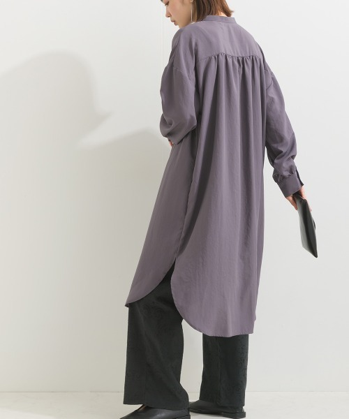 ブザムピンタックカラーロングシャツワンピース（ワンピース