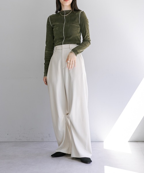 mystic（ミスティック）の「【4色展開】カットベロアプルオーバー（Tシャツ/カットソー・レディース・アイボリー/グレー/ブラック/オリーブ・FREE）」の11枚目の写真