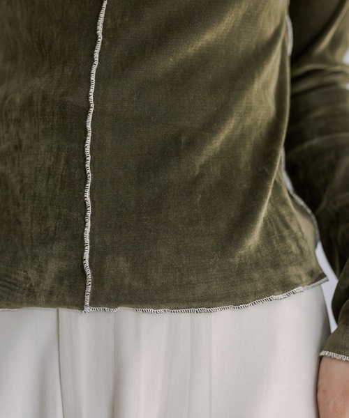 mystic（ミスティック）の「【4色展開】カットベロアプルオーバー（Tシャツ/カットソー・レディース・アイボリー/グレー/ブラック/オリーブ・FREE）」の19枚目の写真