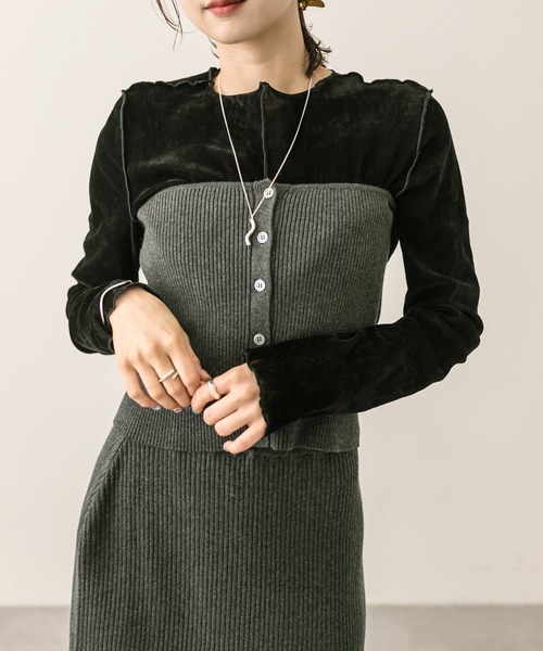 mystic（ミスティック）の「【4色展開】カットベロアプルオーバー（Tシャツ/カットソー・レディース・アイボリー/グレー/ブラック/オリーブ・FREE）」の20枚目の写真