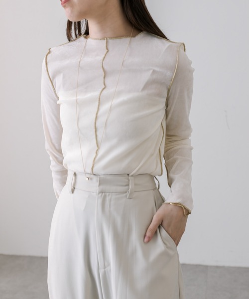 mystic（ミスティック）の「【4色展開】カットベロアプルオーバー（Tシャツ/カットソー・レディース・アイボリー/グレー/ブラック/オリーブ・FREE）」の5枚目の写真