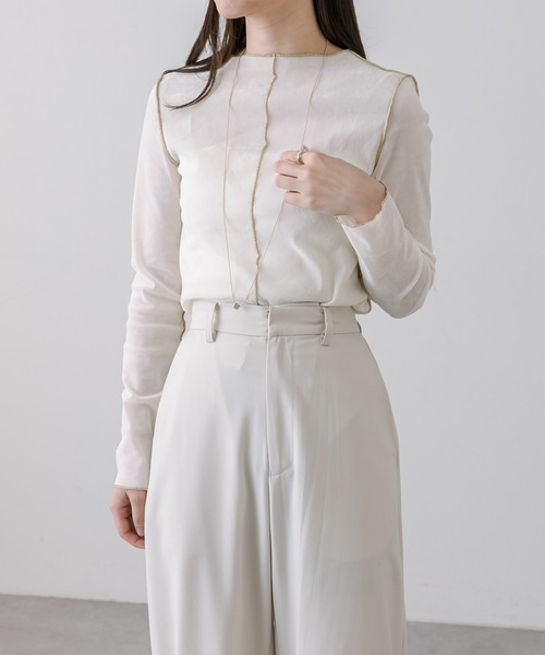 mystic（ミスティック）の「【4色展開】カットベロアプルオーバー（Tシャツ/カットソー・レディース・アイボリー/グレー/ブラック/オリーブ・FREE）」の6枚目の写真