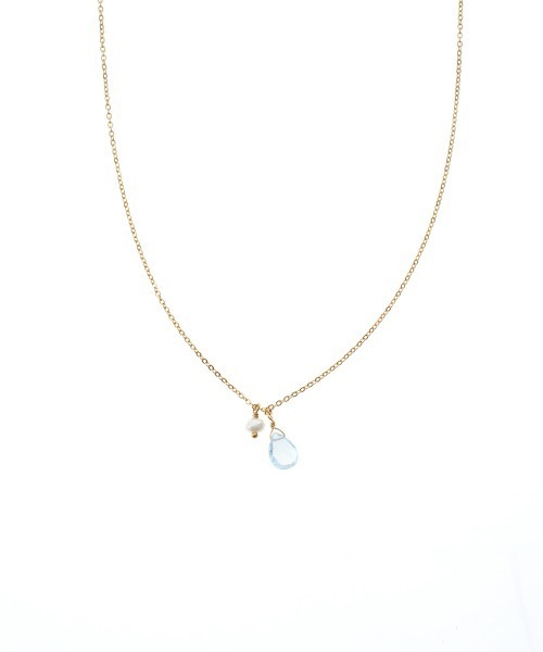 K18PG〉アクアマリンペアシェイプネックレス（ネックレス）｜Jolie