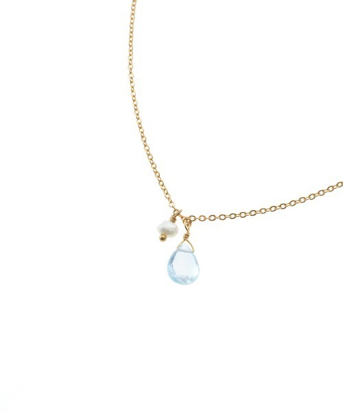 K18PG〉アクアマリンペアシェイプネックレス（ネックレス）｜Jolie