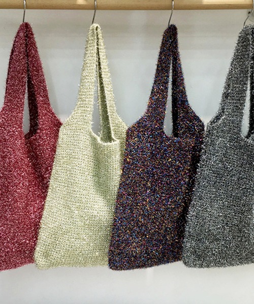 florist（フローリスト）の「ラメシャギーニットトートバッグ / A4収納可（トートバッグ・レディース・ワインレッド/シルバー/カラフル/ゴールド・FREE）」の10枚目の写真