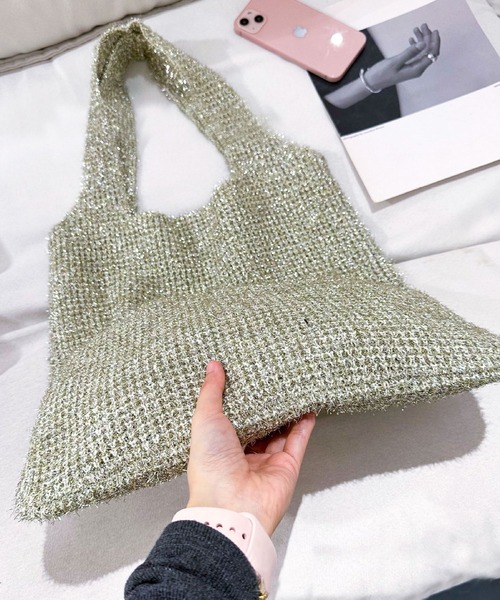 florist（フローリスト）の「ラメシャギーニットトートバッグ / A4収納可（トートバッグ・レディース・ワインレッド/シルバー/カラフル/ゴールド・FREE）」の14枚目の写真