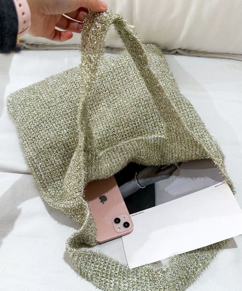 florist（フローリスト）の「ラメシャギーニットトートバッグ / A4収納可（トートバッグ・レディース・ワインレッド/シルバー/カラフル/ゴールド・FREE）」の15枚目の写真